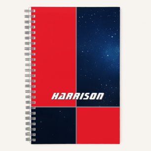 Fettrotes dunkelblaues Weltraum-Customizable Notizbuch