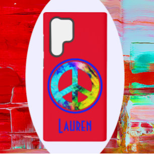 Fettrotes farbenfrohes Friedenszeichen Samsung Galaxy Hülle