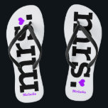 Fettschrift (lila) flip flops<br><div class="desc">Spaß,  maßgeschneiderte Hochzeitskippen</div>