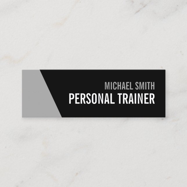Fettschwarz und grau Personal Trainer Mini Visitenkarte (Vorderseite)