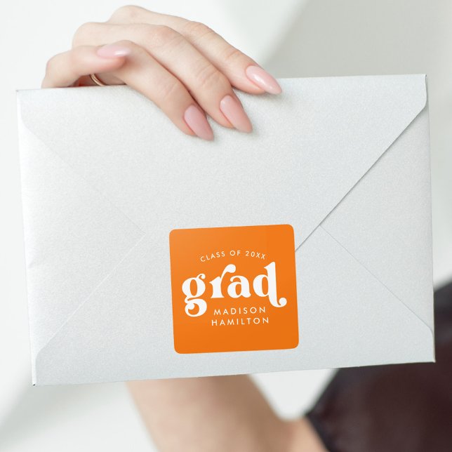 Fetttypografie Orange-Abschluss Quadratischer Aufkleber (Von Creator hochgeladen)