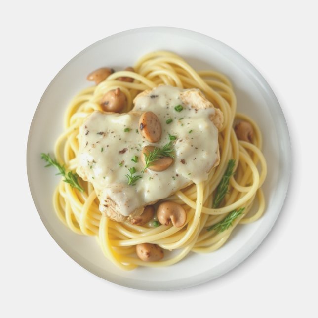 Fettuccini Alfredo Funny Food Magnet (Vorne)