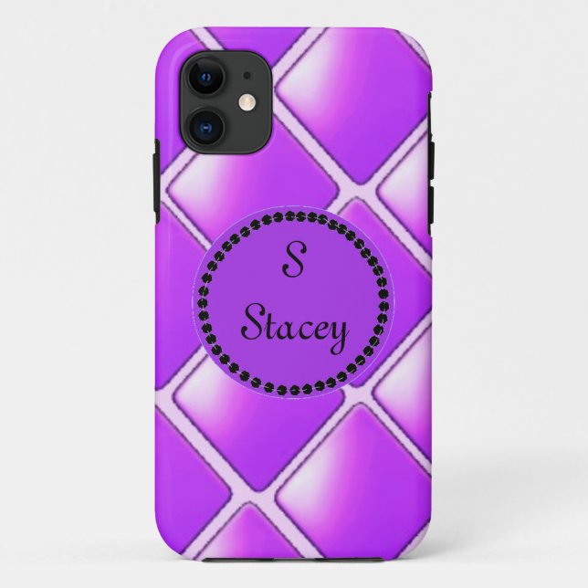 Fettvioletter Diamant mit Monogramm Case-Mate iPhone Hülle (Rückseite)