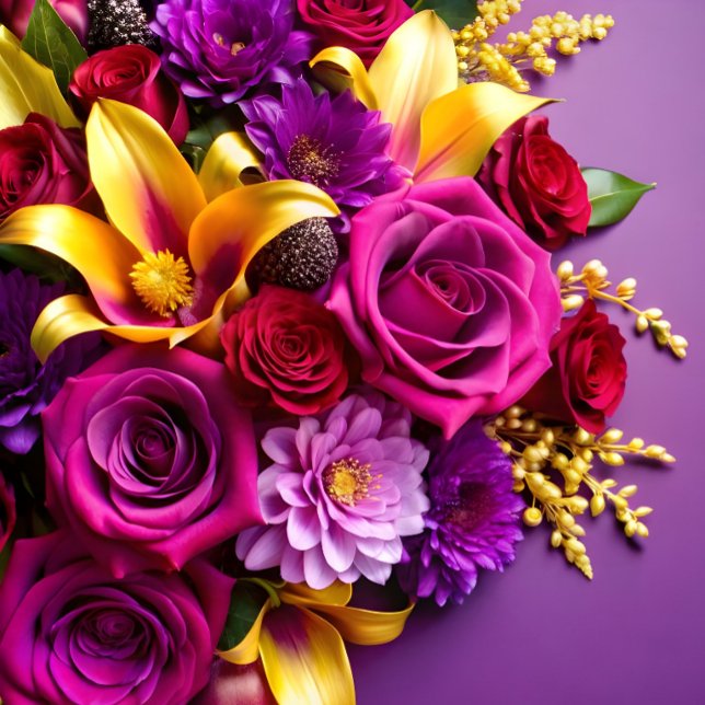 Fettviolettes Blumen-Geschenkpapier Geschenkpapier Set ("Bright Floral Celebration Paper")