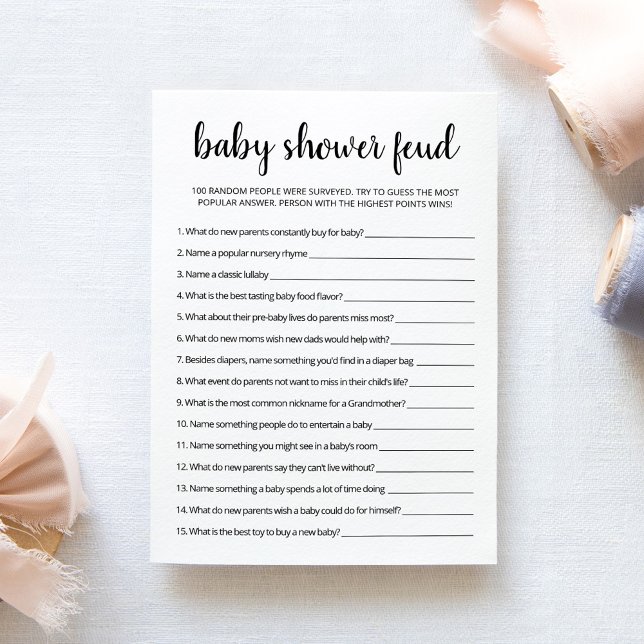 Feud Spiel mit Answers Baby Shower parcard Einladung (Von Creator hochgeladen)