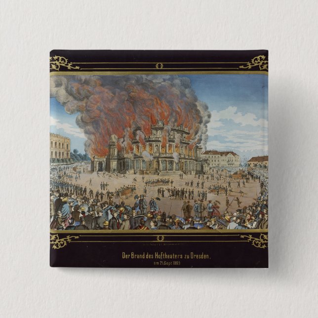 Feuer am königlichen Theater in Dresden Button (Vorderseite)