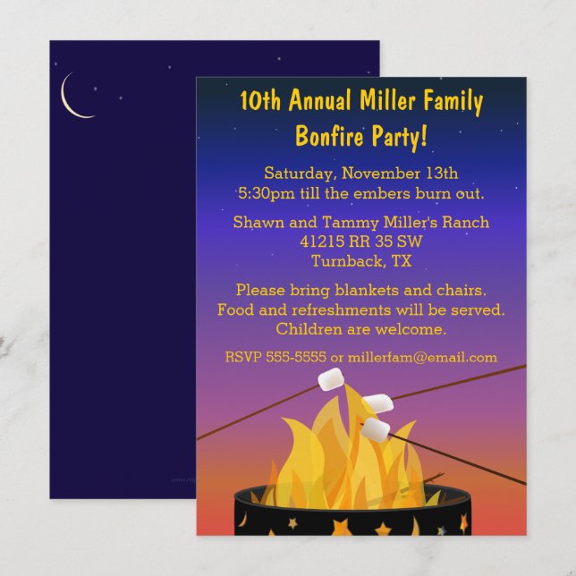 Feuer-Ansammlung im Freien Einladung (Vorne/Hinten)