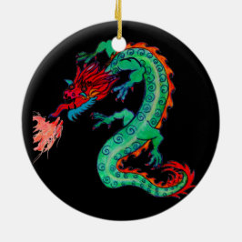 Feuer-atmendrache auf Feiertags-Verzierung Keramik Ornament