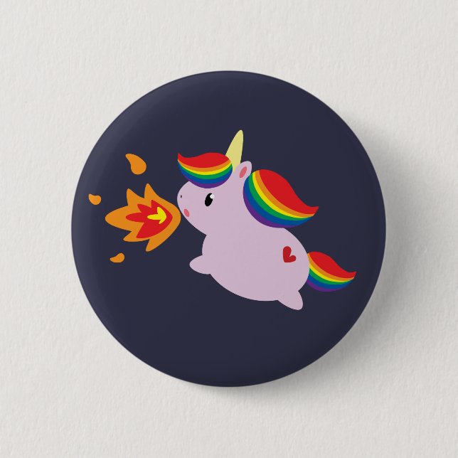 Feuer-AtmenEinhorn Button (Vorderseite)