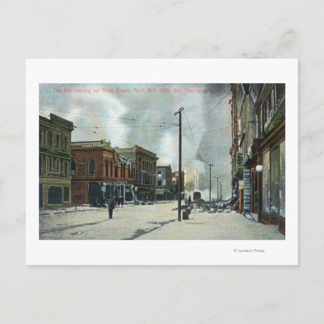 Feuer auf der dritten Straße, Erdbeben von 1906 Postkarte (Vorderseite)