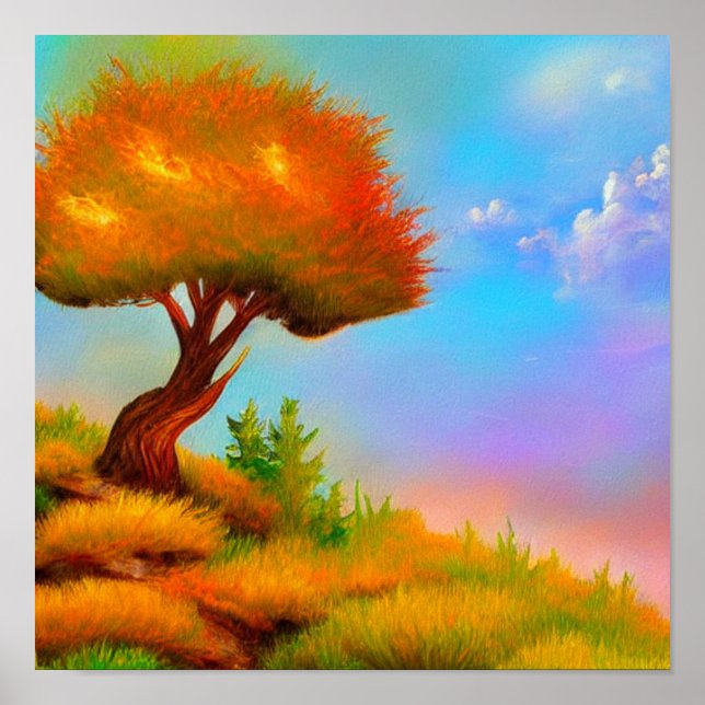 Feuer auf einem Hillside Poster (Vorne)