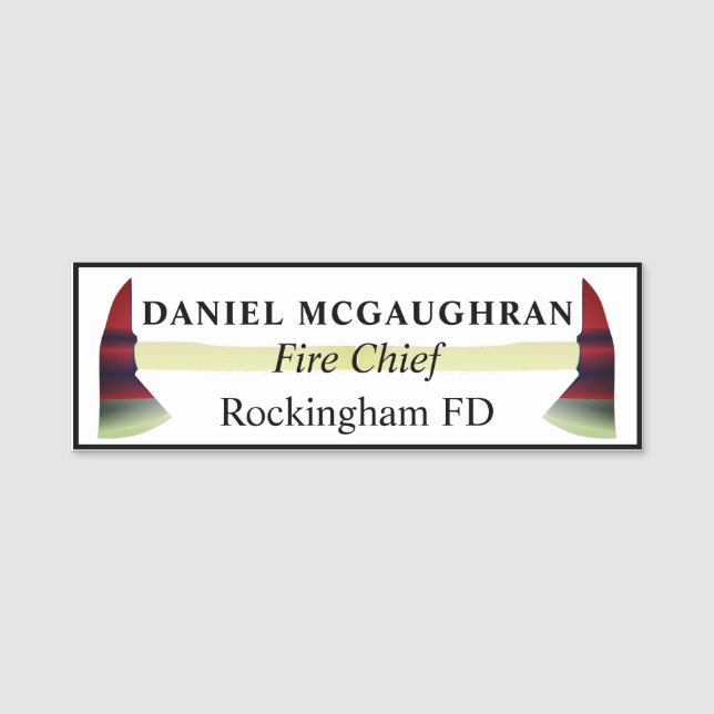 Feuer-Axt-Feuerwehrmänner Namensschild (Vorderseite)