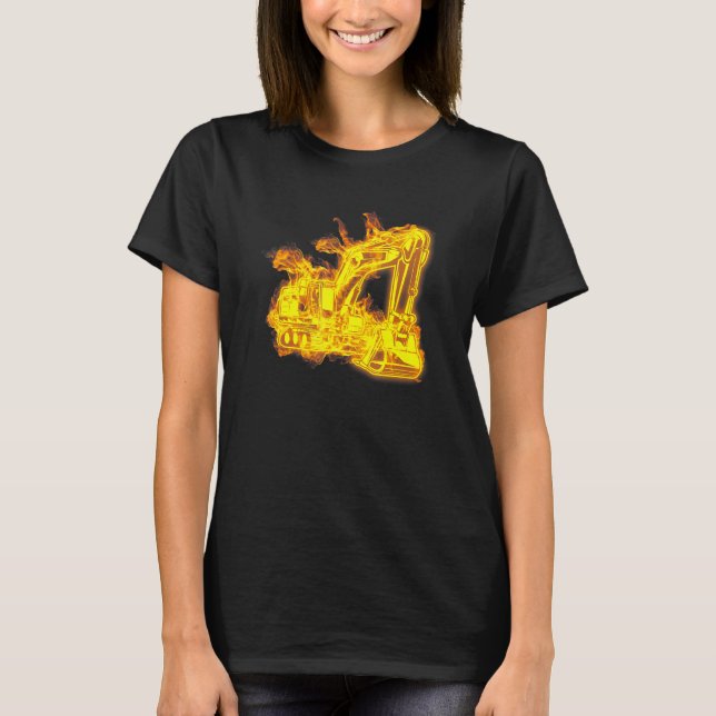 Feuer Baggerlader Bagger Bauarbeiter Ex T-Shirt (Vorderseite)