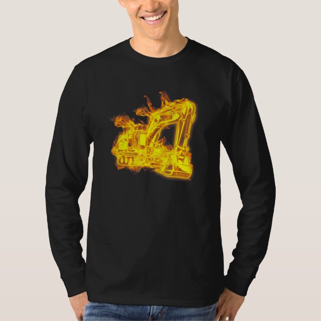 Feuer Baggerlader Bagger Bauarbeiter Ex T-Shirt (Vorderseite)