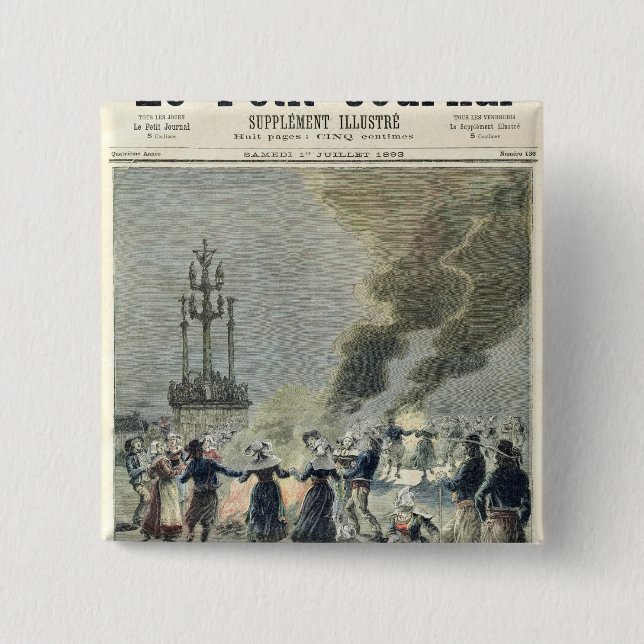 Feuer beleuchtet, um die Sommersonnenwende herein Button (Vorderseite)