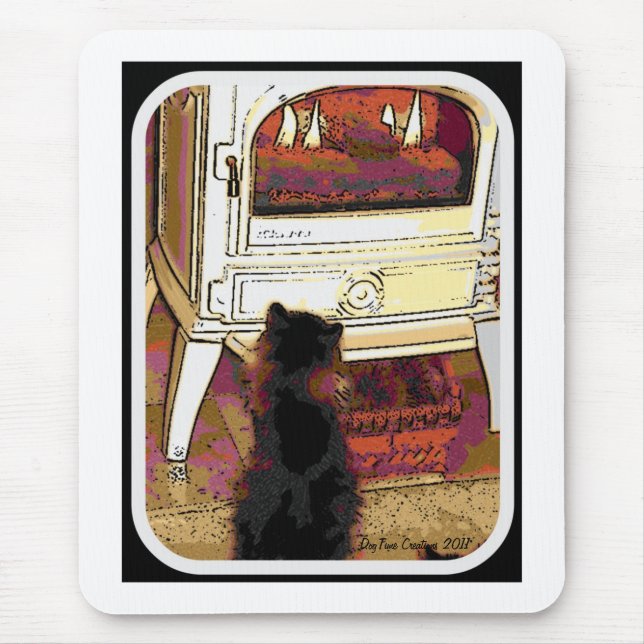 Feuer, das Miezekatze anstarrt Mousepad (Vorne)