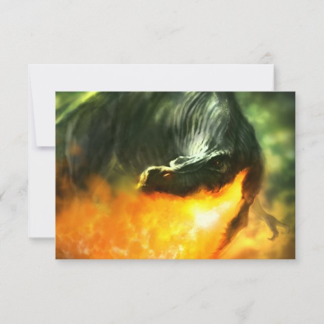 Feuer-Dinosaurier oder Dragon von Michael Maher Einladung (Vorderseite)