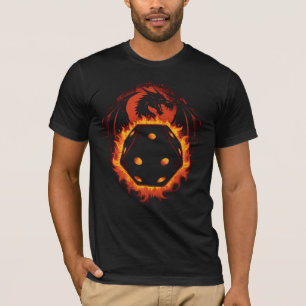 Feuer-Drache D20-Würfel Fantasy-Tabletop-Gaming-T- T-Shirt