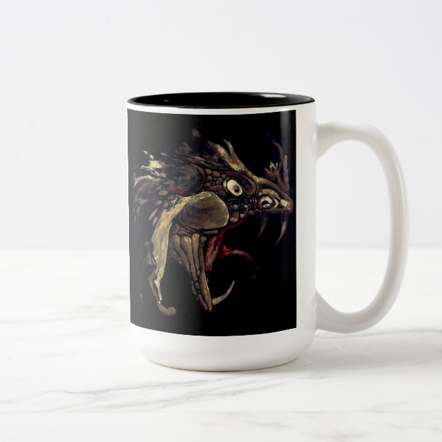 Feuer-Drache-Email-Kunst Zweifarbige Tasse (Rechts)
