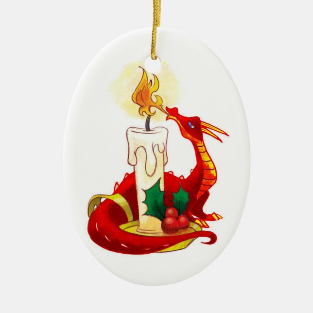 Feuer-Drache-Weihnachtsverzierung Keramik Ornament (Vorne)