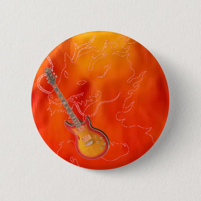 Feuer-Drachekirschgitarrenknopf Button (Vorderseite)