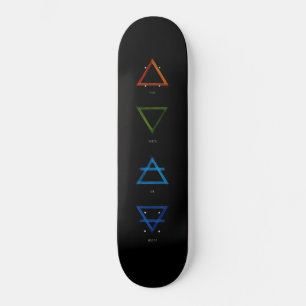 Feuer, Erde, Luft und Wasser sind die vier Element Skateboard