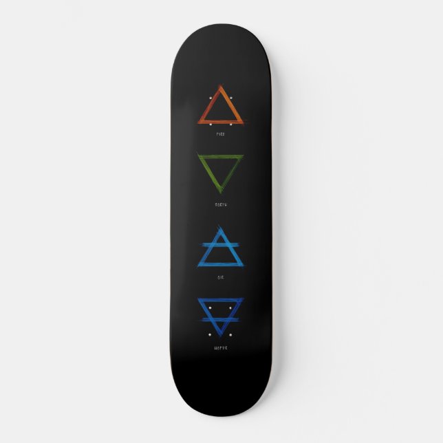 Feuer, Erde, Luft und Wasser sind die vier Element Skateboard (Vorderseite)