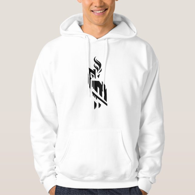 Feuer-Eule-Weißer Kapuzenpullover für Männer Hoodie (Vorderseite)