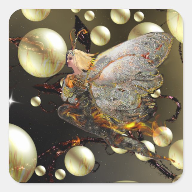 Feuer Feuer! Quadratischer Aufkleber (Vorderseite)