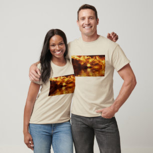 Feuer Flammen Mond Wasser Gold Golden T-Shirt