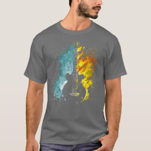Feuer Flammen Wasser Abstrakte Kunst Design Musike T-Shirt