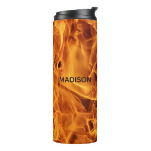 Feuer flammt Nametrommel Thermosbecher