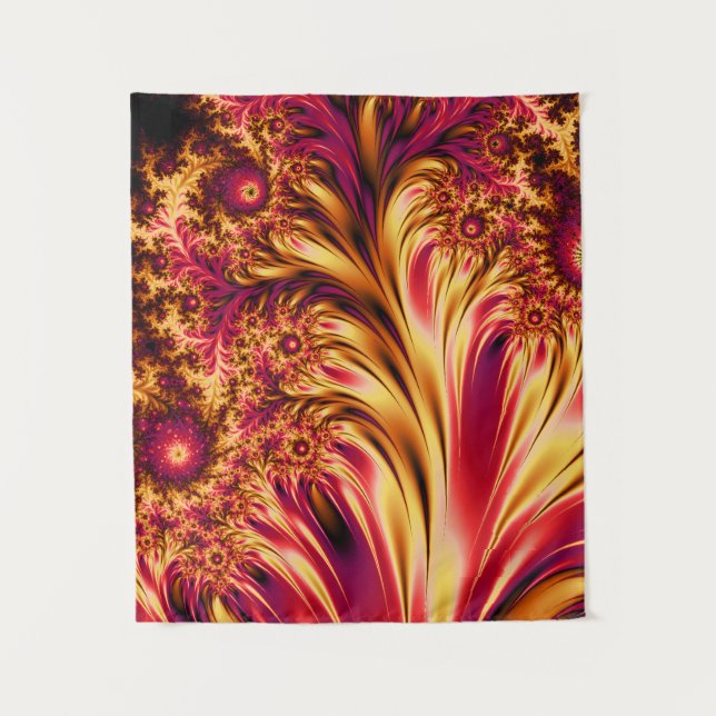 Feuer Fraktale Lebendig Hypnoseartig Cool Trippy T Wandteppich (Vorderseite)