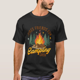Feuer Freunde Spaß Camping Crew Sommer Camper Lage T-Shirt