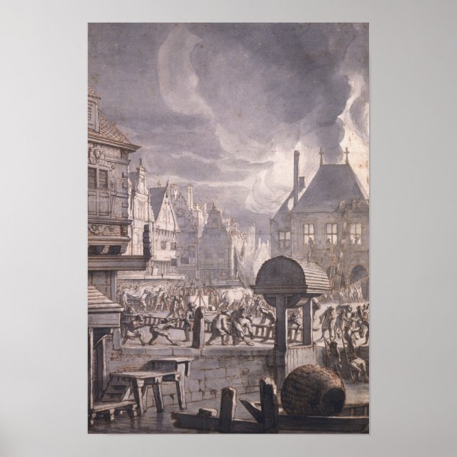 Feuer im Rathaus von Amsterdam Poster (Vorne)