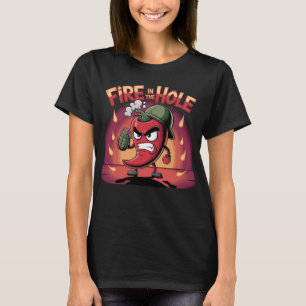 Feuer im rauen Hole-Chili Pepper Funny Pepper T-Shirt