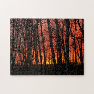 Feuer im Sonnenuntergang des Sky Forest Puzzle