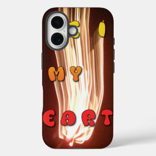 Feuer in meiner Herzkunstschrift iPhone 16 Hülle