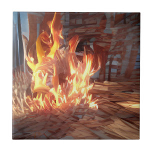 Feuer knistert fröhlich in einer anderen Weltkunst Fliese