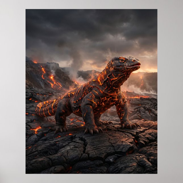 Feuer Komodo Vulkane Wüsten Poster (Vorne)