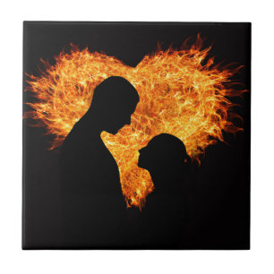 Feuer-Liebe-Herz Fliese