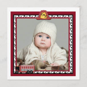 Feuer-LKW - Foto-Geburts-Mitteilung Ankündigung