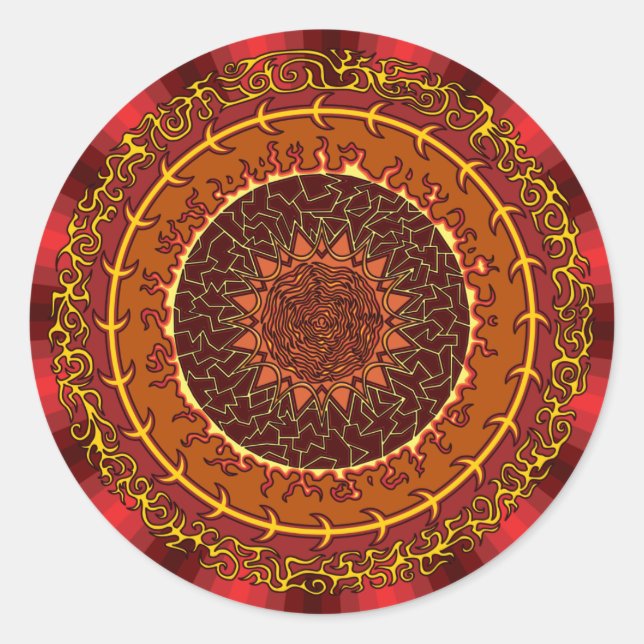 Feuer-Mandala-Sticker Runder Aufkleber (Vorderseite)