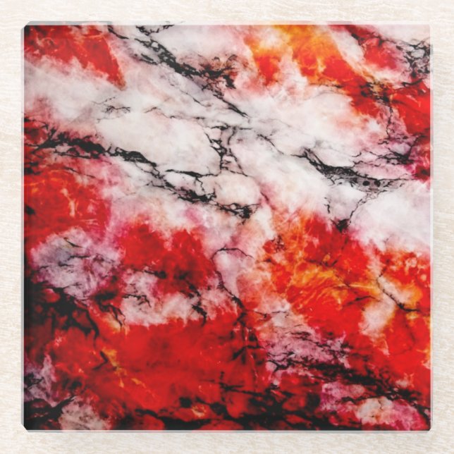 Feuer-MarmorglasUntersetzer Glasuntersetzer (Vorderseite)