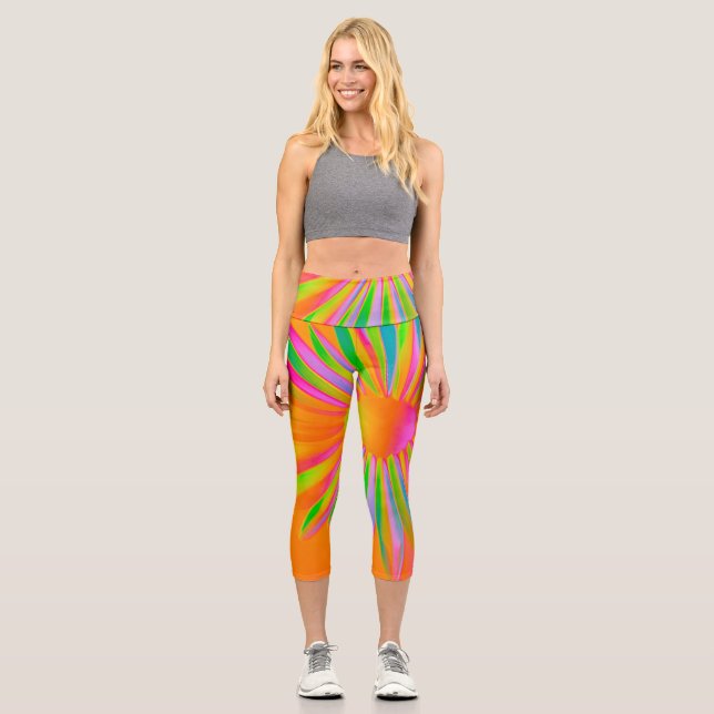 FEUER MULTI FARBFANTASY FLORAL DESIGN CAPRI LEGGINGS (Vorderseite)