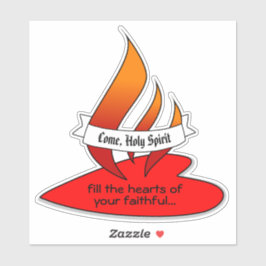 Feuer oder Flammen und Herz mit Zitat Pfingsten 1U Aufkleber