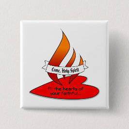 Feuer oder Flammen und Herz mit Zitat Pfingsten Button