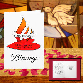 Feuer oder Flammen und Herz mit Zitat Pfingsten Karte