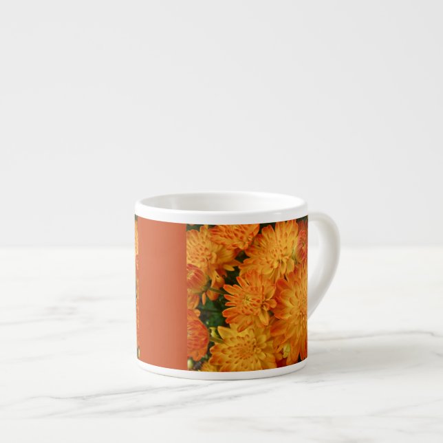 Feuer Orange Chrysanthemas Espressotasse (Vorderseite Rechts)