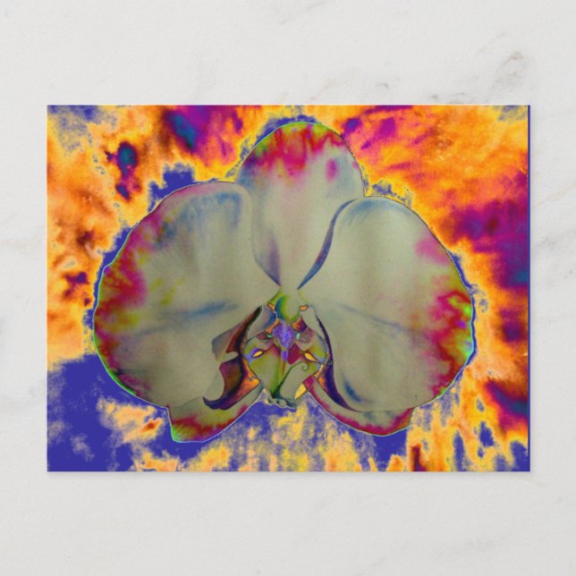 Feuer Orchid, abstrakte, lebendige Aquarellblüte Postkarte (Vorderseite)